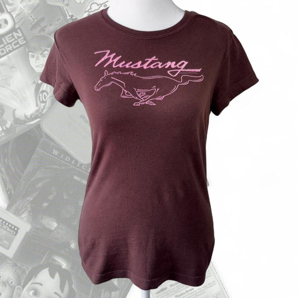 Brown / Pink Vintage Mustang 40th‎ Anniversary Horse Graphic Tee